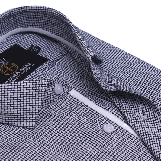 Summer Linen-Look Casual Shirt — Self Jacquard
