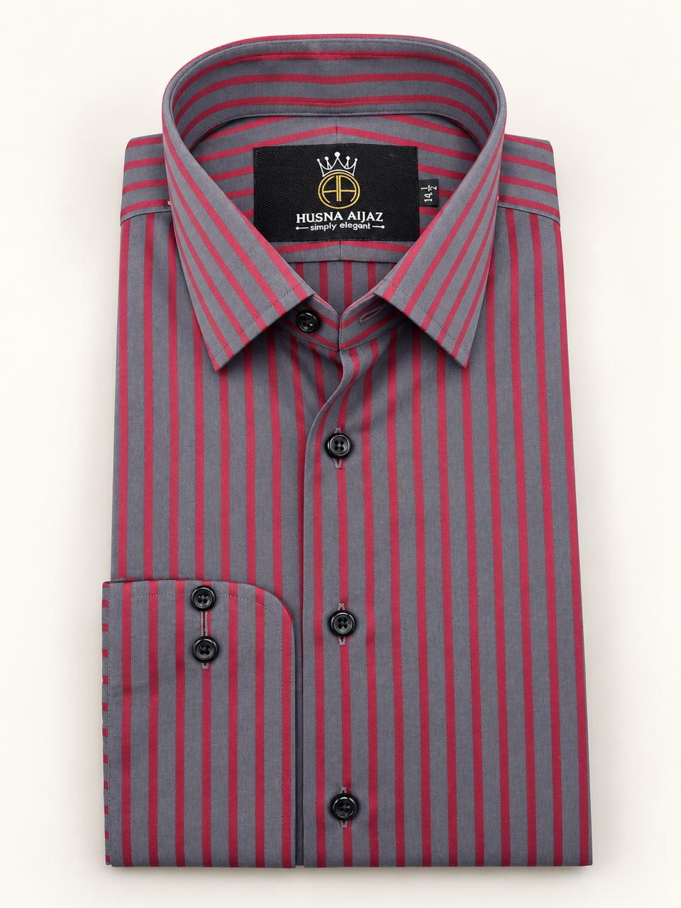 Crimson Slate Stripe Formal Shirt – front view