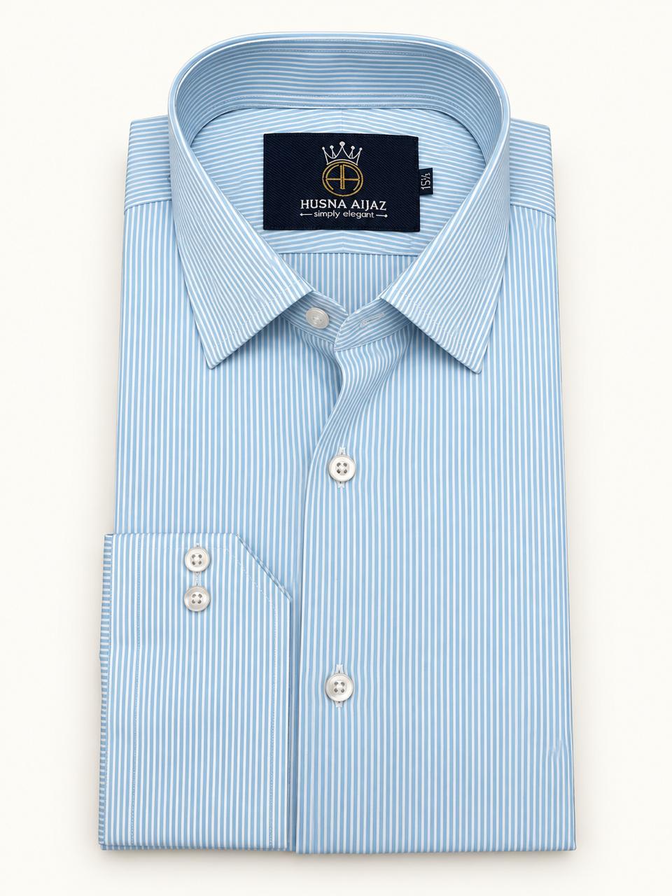 Skyline Turquoise Stripe Formal Shirt – front view