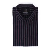 Maroon & Silver Stripes Shirt – Midnight Blue Twill Fabric