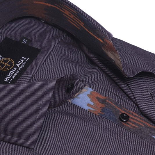 Smoke Grey Casual Shirt — Artistic Inlay