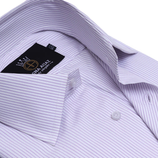 Lilac Pinstripe Formal Shirt — Self-Diamond Poplin
