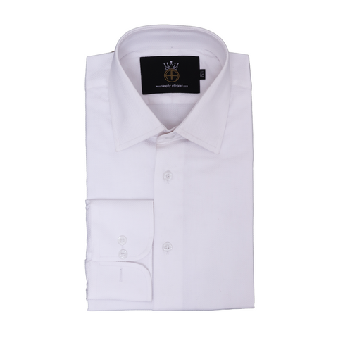 Formal Shirt with Classic Herringbone Pattern – Jacquard Fabric