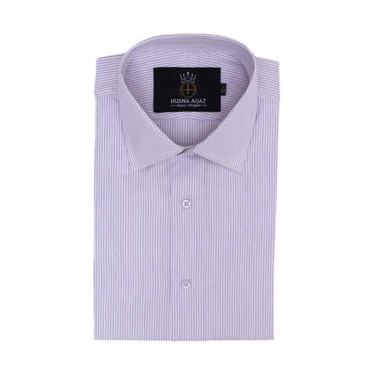 Lilac Pinstripe Formal Shirt — Self-Diamond Poplin