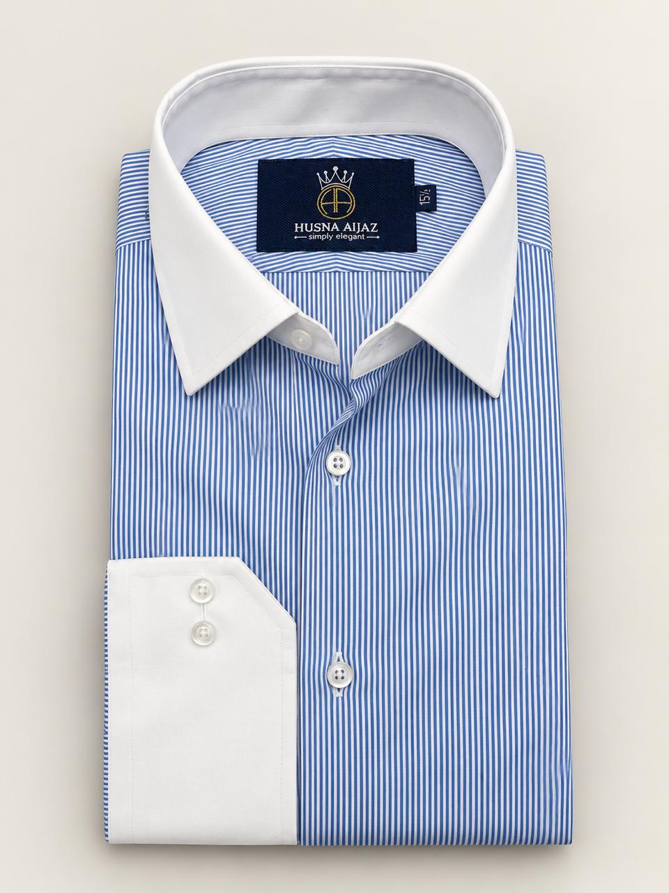 Azure Pinstripe Formal Shirt – front view