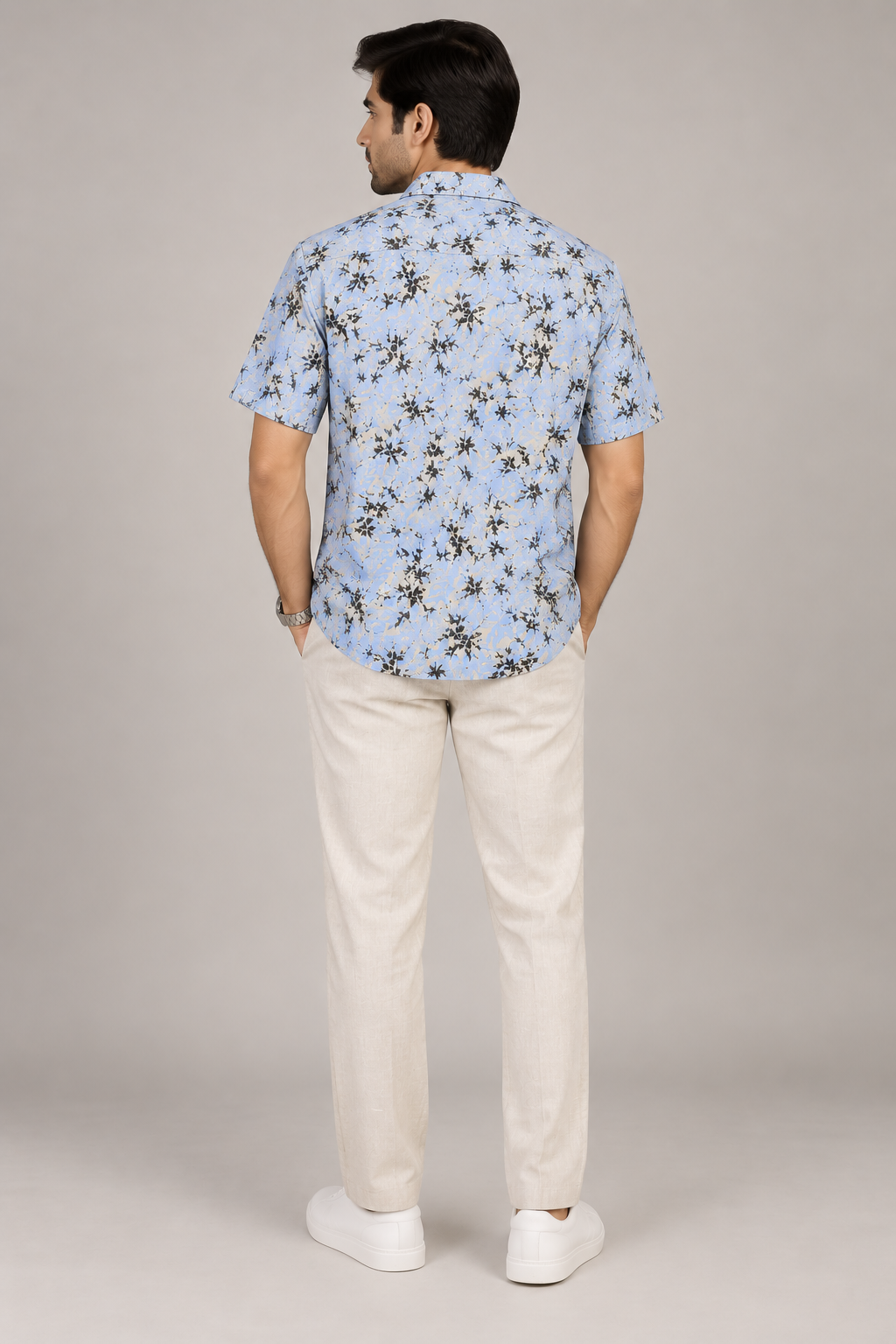 Blue Splash Cuban Collar Shirt