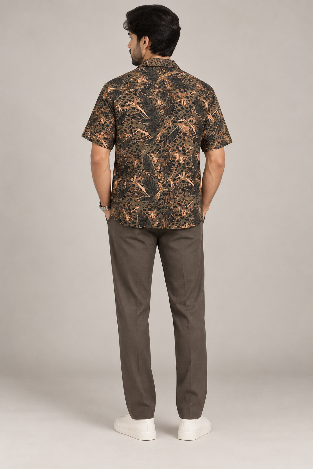 Brown Safari Print Casual Shirt