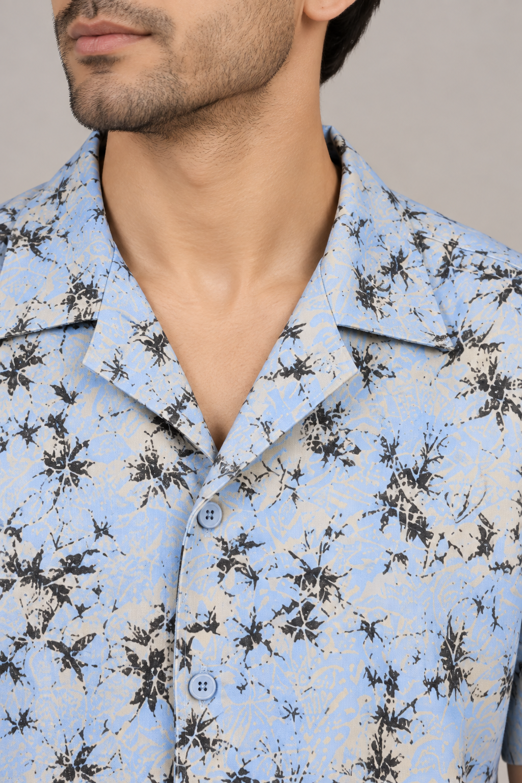 Blue Splash Cuban Collar Shirt