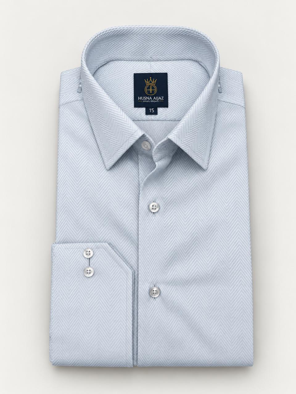 The Glacier Herringbone Formal Shirt – front view