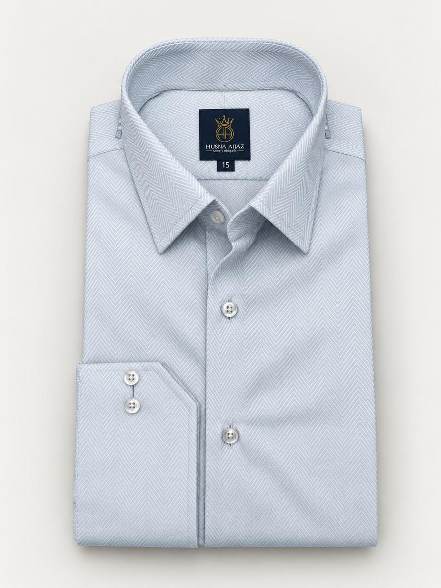 The Glacier Herringbone Formal Shirt – front view