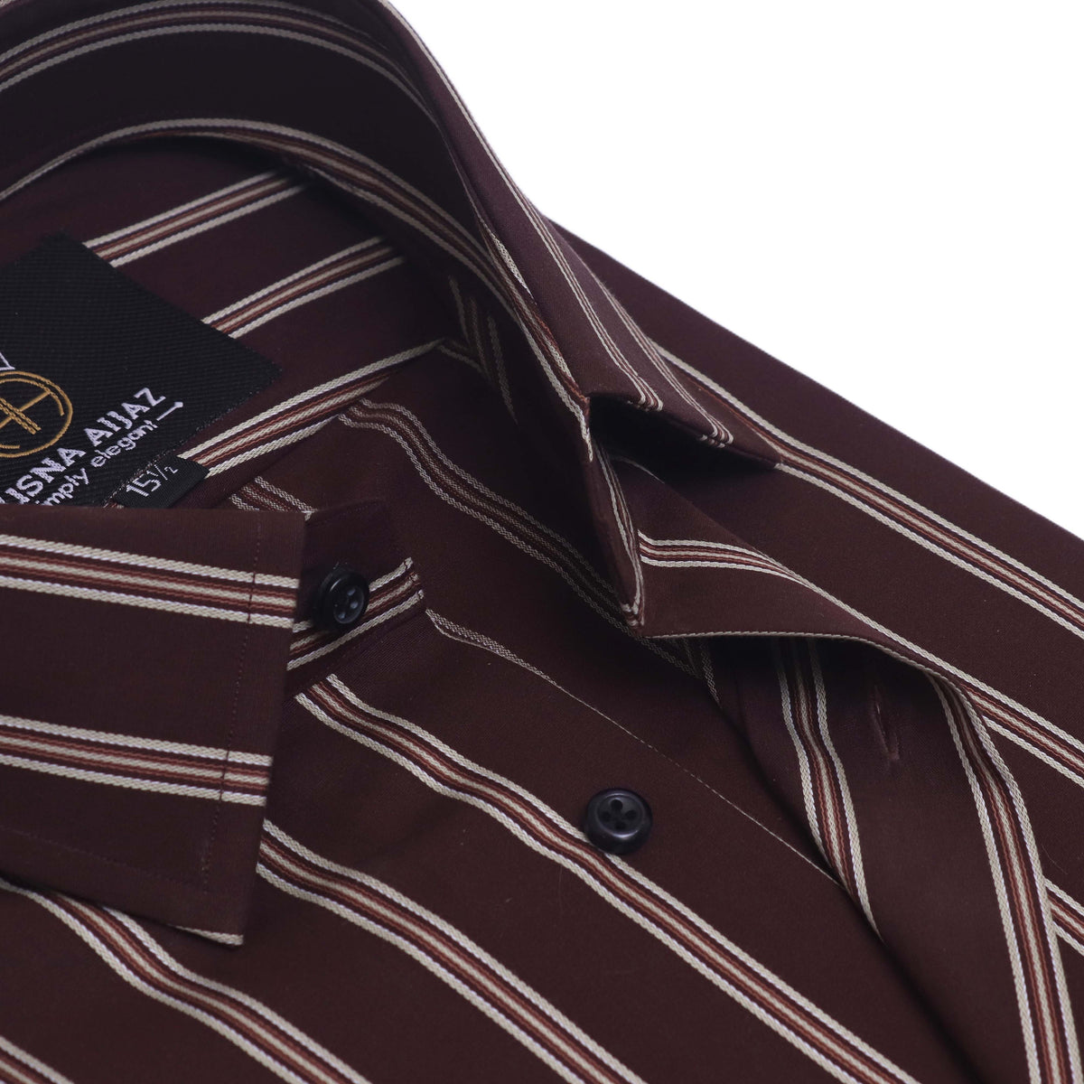 Brown Almond-Stripe Casual Shirt — Jacquard