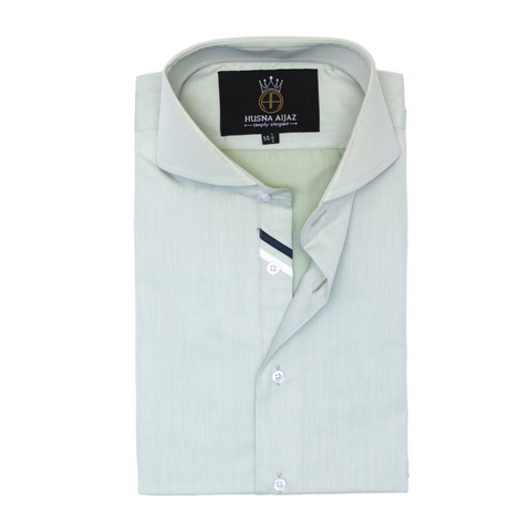 Casual Shirt in Apple Green – Micro Twill Fabric