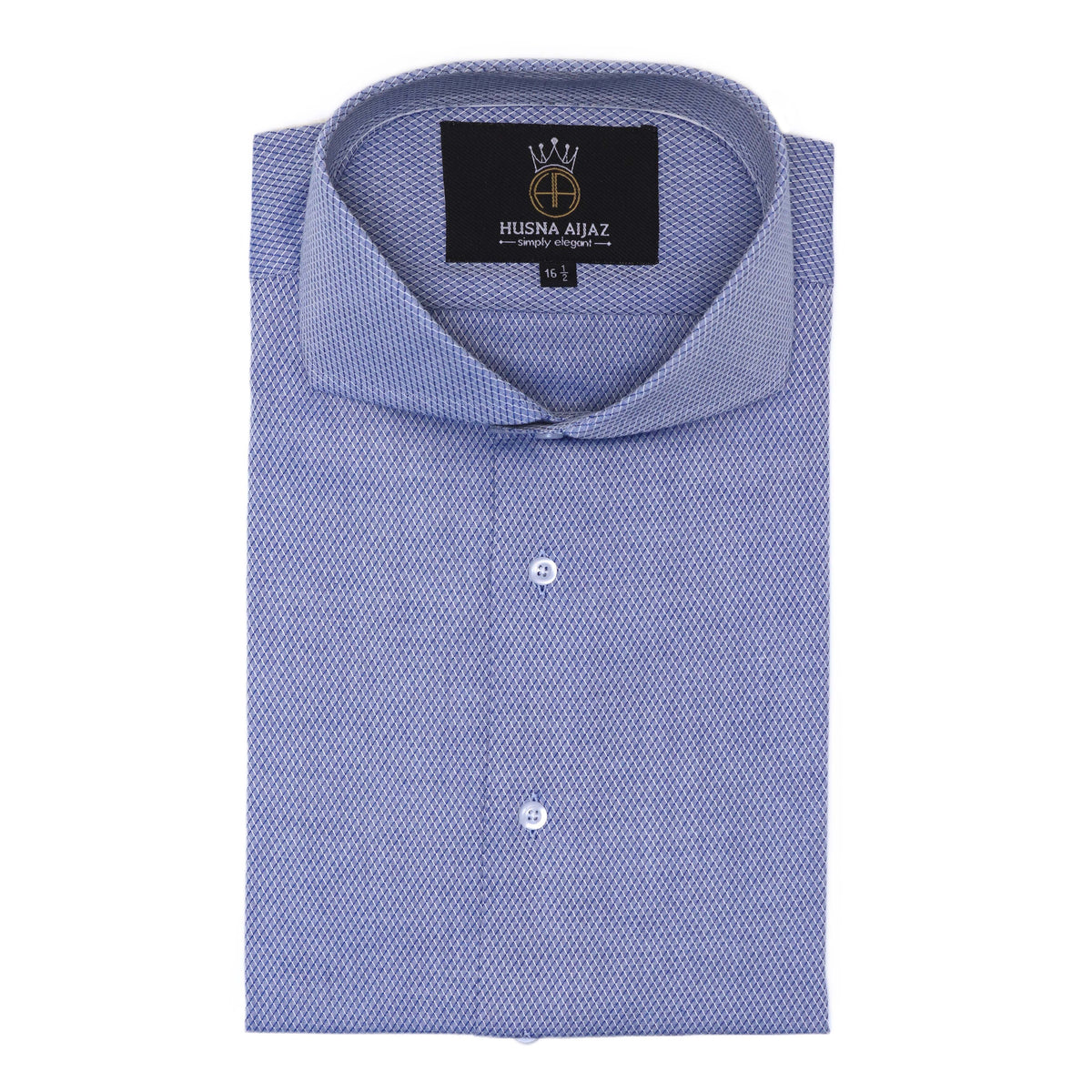 Formal Shirt in Ice Blue with Self Geometric Pattern – Jacquard Fabric