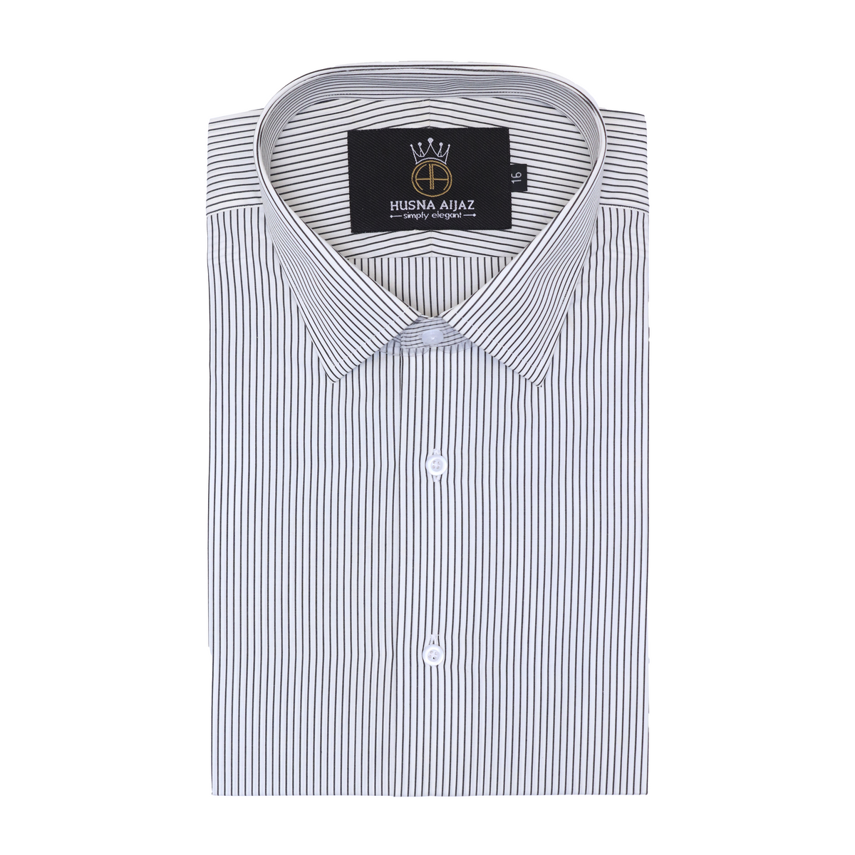 Formal Shirt with Black Pinstripes – White Poplin Fabric