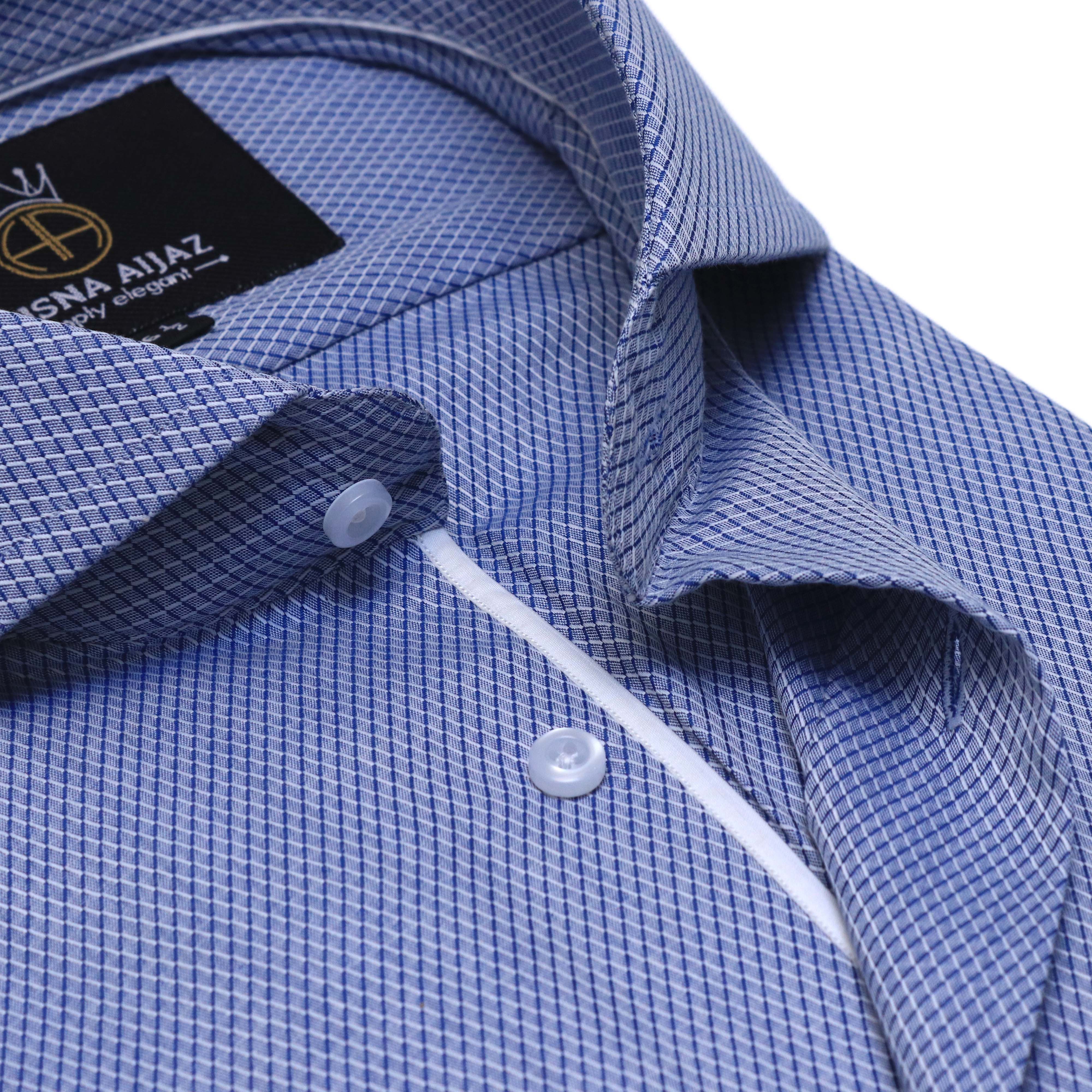 Formal Shirt in Ice Blue with Self Geometric Pattern – Jacquard Fabric