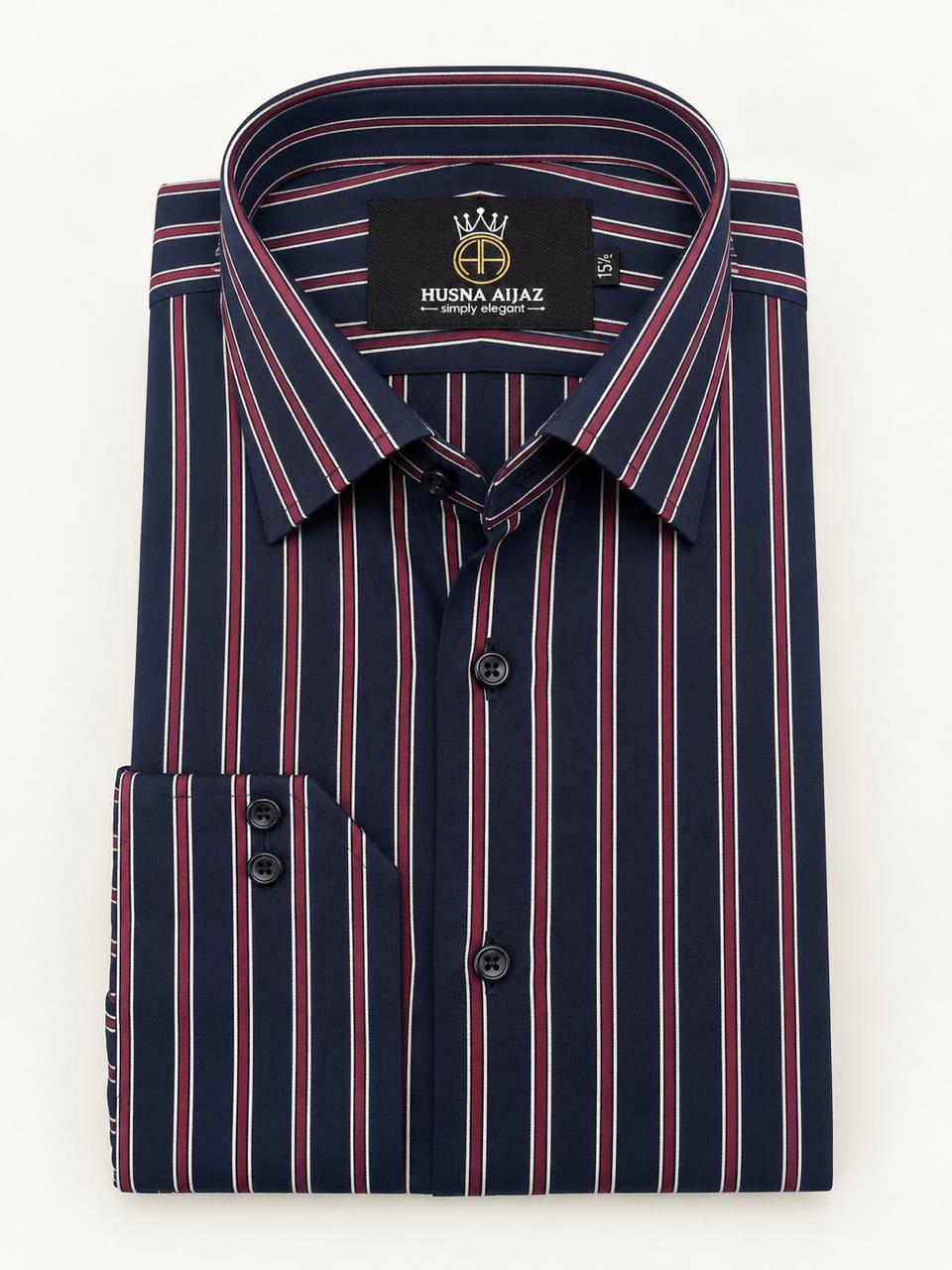 Midnight Burgundy Stripe Formal Shirt – front view