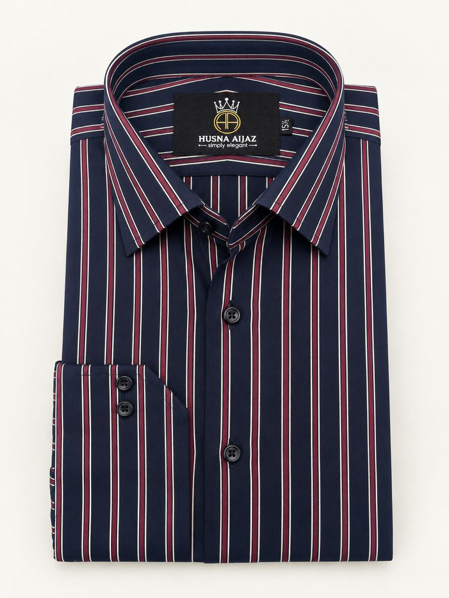 Midnight Burgundy Stripe Formal Shirt – front view