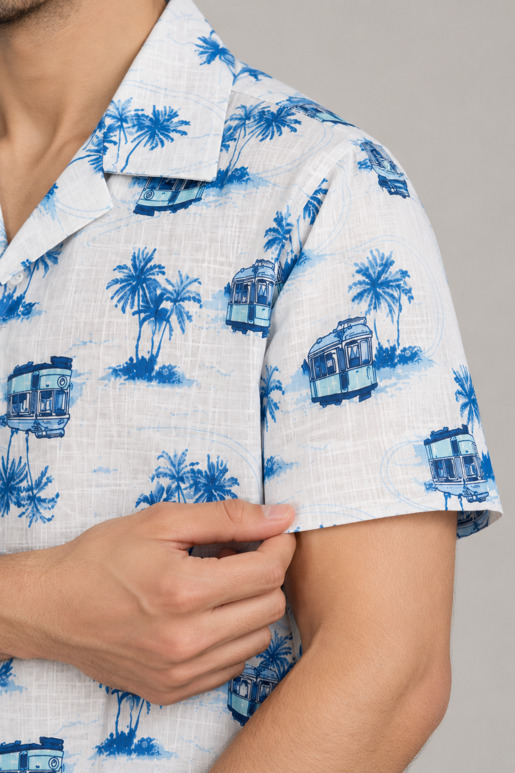 White Beach Print Casual Shirt