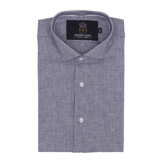 Summer Linen-Look Casual Shirt — Self Jacquard