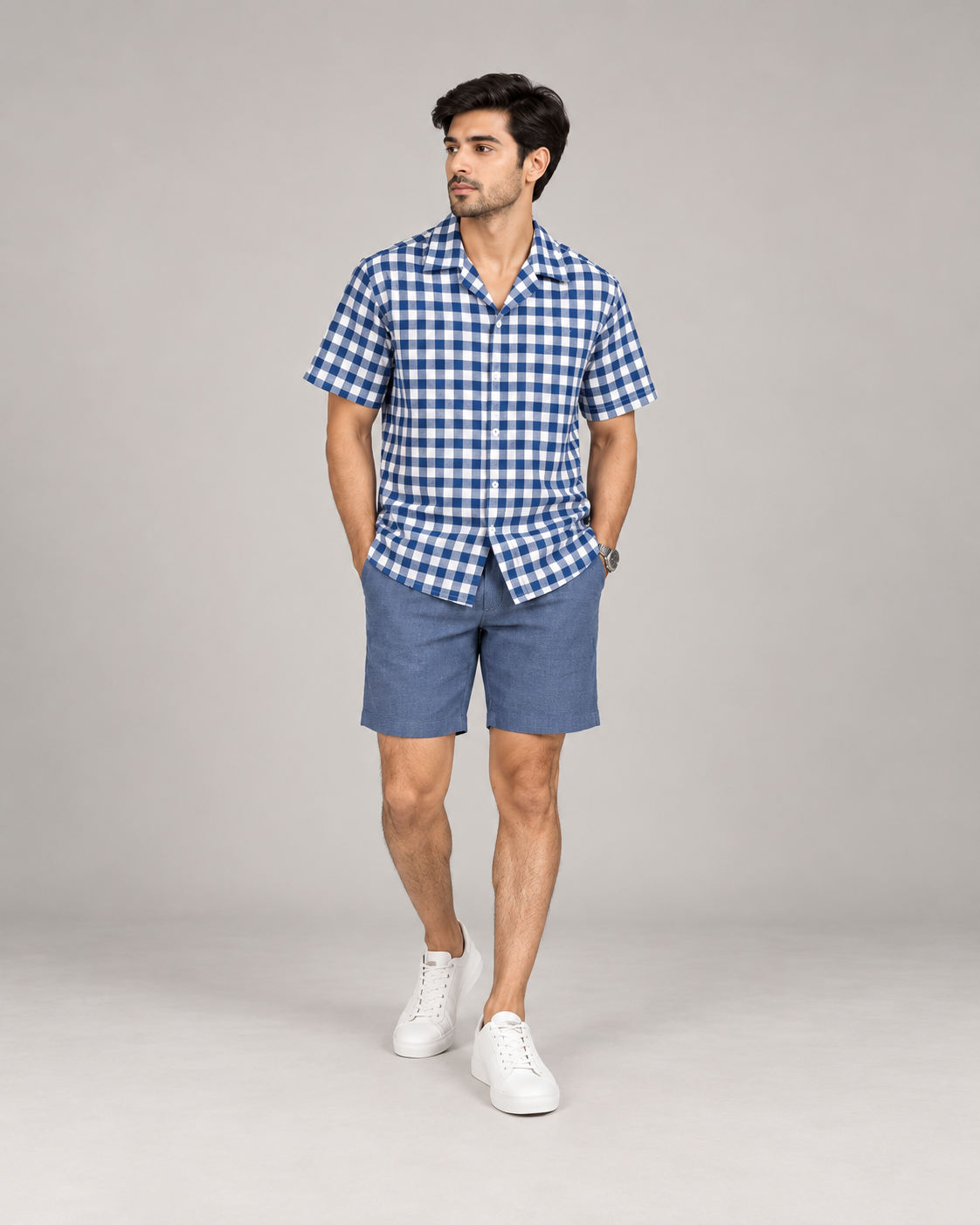 Blue Check Casual Shirt full-body product image