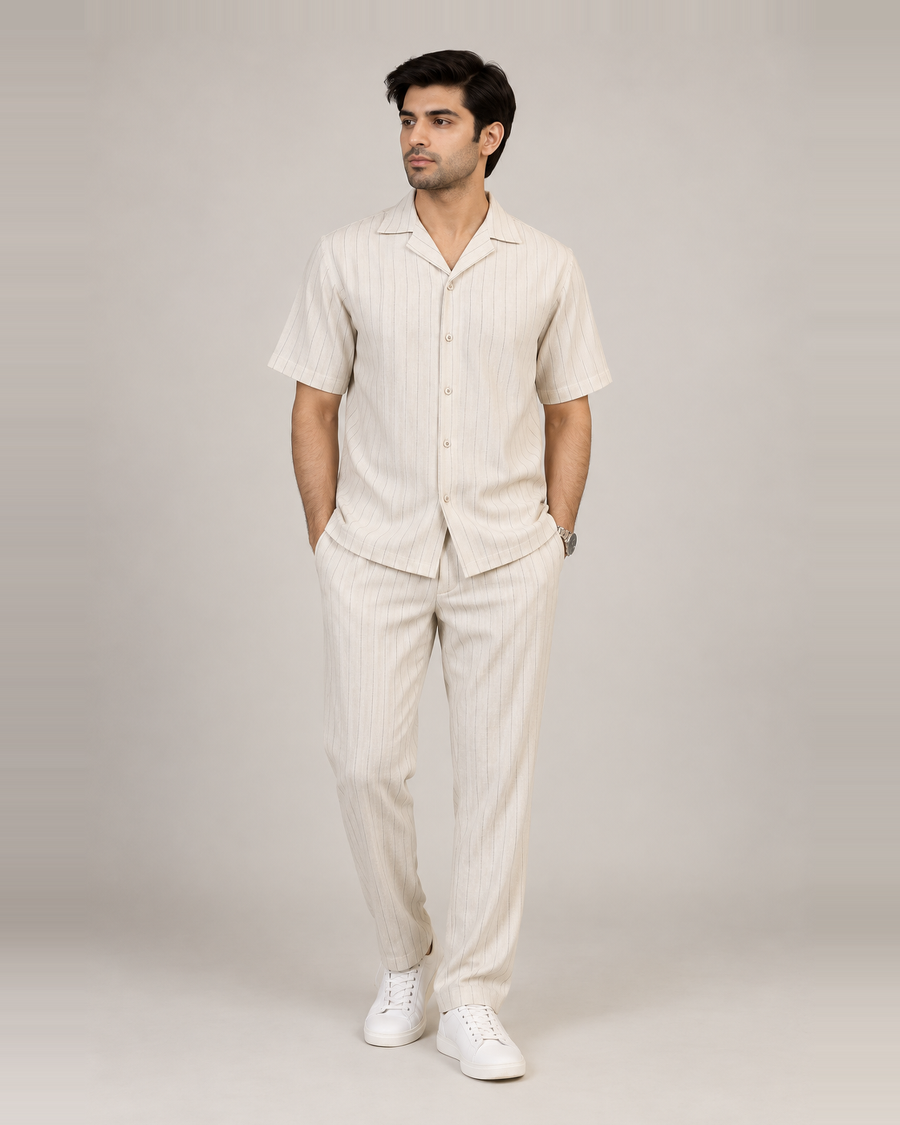 Cream Pinstripe Co-ord Set — full-body 4:5 product image